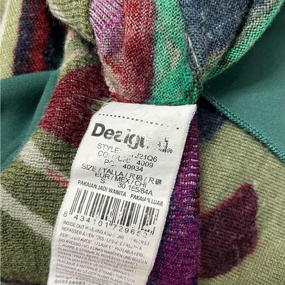 Desigual Abstrack Rhinestones Studded Turtle Neck Top Women Small Long Sleeve - Picture 7 of 8